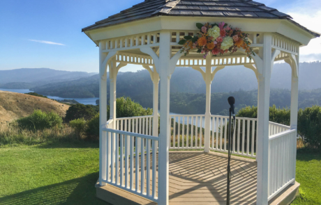 Beautiful wedding gazebo at sunset